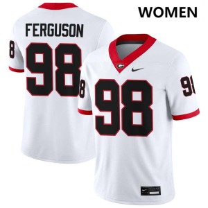 Women's Connor Ferguson White Georgia Bulldogs #98 College Football High School Jersey 328307-929