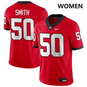 Women's Cortez Smith Red Georgia Bulldogs #50 College Football University Jerseys 658442-728