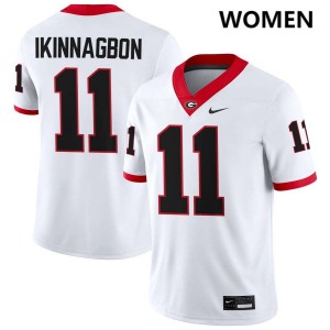 Women Darren Ikinnagbon White Georgia Bulldogs #11 College Football High School Jersey 504616-120