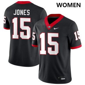 Women's Demello Jones Black Georgia Bulldogs #15 College Football Replica Jersey 614745-502