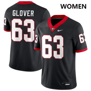 Women's Dontrell Glover Black Georgia Bulldogs #63 College Football Official Jerseys 809796-470