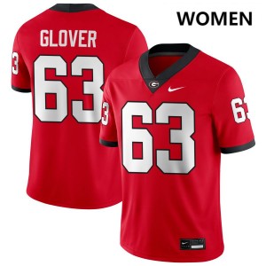 Women Dontrell Glover Red Georgia Bulldogs #63 College Football Embroidery Jerseys 563418-442