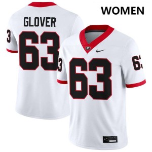 Women's Dontrell Glover White Georgia Bulldogs #63 College Football NCAA Jerseys 746185-181