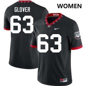 Womens Dontrell Glover 100th Anniversary Black Georgia Bulldogs #63 College Football Alumni Jersey 540080-662