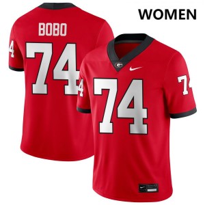 Women Drew Bobo Red Georgia Bulldogs #74 College Football Official Jerseys 605583-536