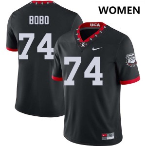 Women Drew Bobo 100th Anniversary Black Georgia Bulldogs #74 College Football Replica Jerseys 174239-503
