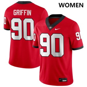 Women's Elijah Griffin Red Georgia Bulldogs #90 College Football Alumni Jerseys 780853-654