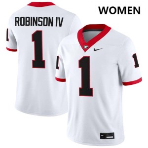 Women Ellis Robinson IV White Georgia Bulldogs #1 College Football High School Jersey 360167-598