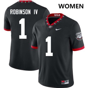 Women Ellis Robinson IV 100th Anniversary Black Georgia Bulldogs #1 College Football University Jerseys 668085-624