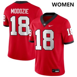 Women's Elo Modozie Red Georgia Bulldogs #18 College Football Stitched Jerseys 509401-538