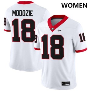 Women's Elo Modozie White Georgia Bulldogs #18 College Football Stitched Jersey 136322-975