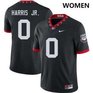 Women's Gabe Harris Jr. 100th Anniversary Black Georgia Bulldogs #0 College Football Replica Jerseys 250927-943