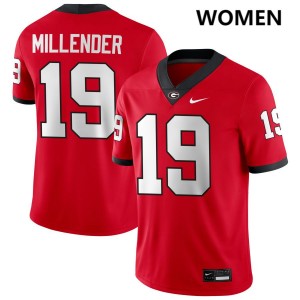 Women's Hezekiah Millender Red Georgia Bulldogs #19 College Football Embroidery Jersey 946763-199