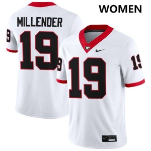 Women Hezekiah Millender White Georgia Bulldogs #19 College Football 2025-26 Jerseys 671636-633