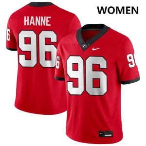 Women's JJ Hanne Red Georgia Bulldogs #96 College Football Official Jersey 514339-163