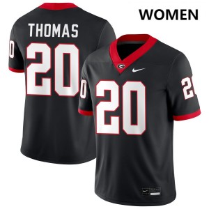 Women's JaCorey Thomas Black Georgia Bulldogs #20 College Football Game Jersey 675634-428