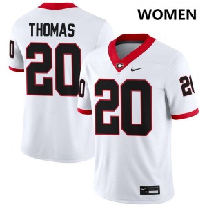 Womens JaCorey Thomas White Georgia Bulldogs #20 College Football Replica Jersey 546648-445
