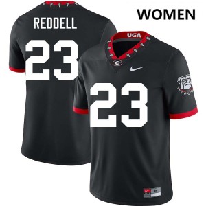 Women Jaden Reddell 100th Anniversary Black Georgia Bulldogs #23 College Football Embroidery Jersey 633944-147