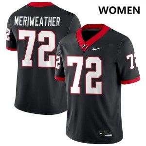 Womens Jamal Meriweather Black Georgia Bulldogs #72 College Football NCAA Jersey 637300-570