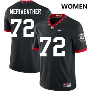 Women's Jamal Meriweather 100th Anniversary Black Georgia Bulldogs #72 College Football University Jersey 615356-193