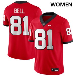 Women Jeremy Bell Red Georgia Bulldogs #81 College Football University Jersey 870761-808