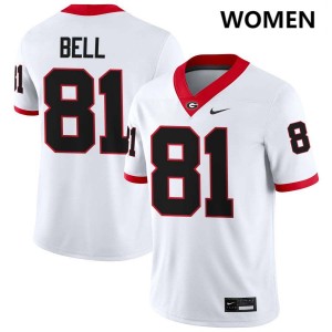 Women's Jeremy Bell White Georgia Bulldogs #81 College Football Stitched Jerseys 954200-814