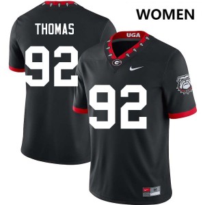 Women's Jordan Thomas 100th Anniversary Black Georgia Bulldogs #92 College Football 2025 Jersey 308681-489