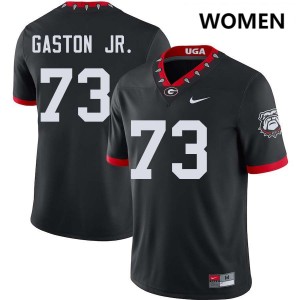 Womens Juan Gaston 100th Anniversary Black Georgia Bulldogs #73 College Football Alumni Jersey 505805-639