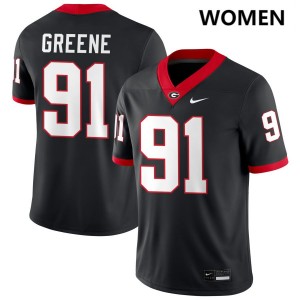 Women's Justin Greene Black Georgia Bulldogs #91 College Football Stitched Jersey 304302-955