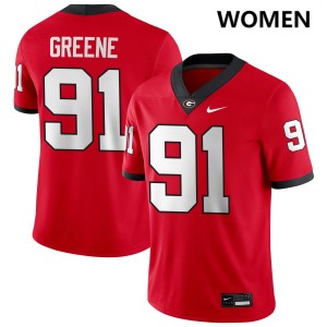 Women's Justin Greene Red Georgia Bulldogs #91 College Football Alumni Jersey 372245-302