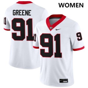 Women's Justin Greene White Georgia Bulldogs #91 College Football Replica Jerseys 581700-139