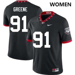 Womens Justin Greene 100th Anniversary Black Georgia Bulldogs #91 College Football Official Jersey 669614-860