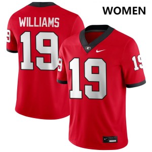 Women Justin Williams Red Georgia Bulldogs #19 College Football Replica Jerseys 589452-174