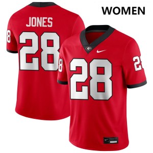 Women's Kris Jones Red Georgia Bulldogs #28 College Football University Jerseys 473707-803