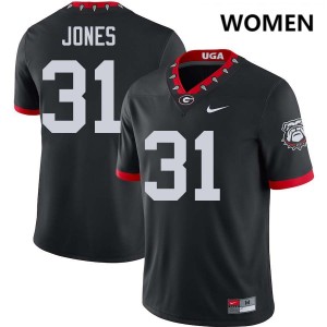Womens Kyron Jones 100th Anniversary Black Georgia Bulldogs #31 College Football NCAA Jerseys 872843-806