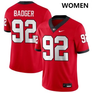 Women's Liam Badger Red Georgia Bulldogs #92 College Football Replica Jerseys 223357-218
