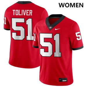 Women's Malachi Toliver Red Georgia Bulldogs #51 College Football Official Jerseys 591601-351