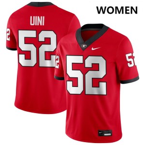 Women's Michael Uini Red Georgia Bulldogs #52 College Football Embroidery Jerseys 730793-502