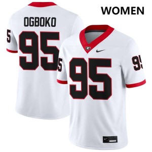 Women Nnamdi Ogboko White Georgia Bulldogs #95 College Football University Jersey 827287-224