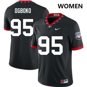 Women's Nnamdi Ogboko 100th Anniversary Black Georgia Bulldogs #95 College Football Official Jersey 931491-645