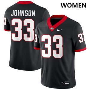 Women Quintavius Johnson Black Georgia Bulldogs #33 College Football NCAA Jersey 803263-274
