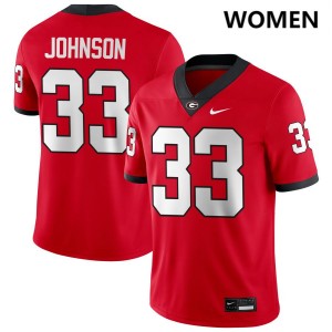 Women Quintavius Johnson Red Georgia Bulldogs #33 College Football Player Jerseys 519289-701