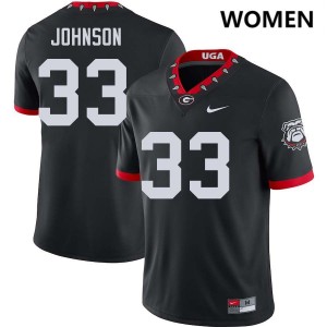 Womens Quintavius Johnson 100th Anniversary Black Georgia Bulldogs #33 College Football Alumni Jerseys 425171-227