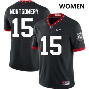 Womens Ryan Montgomery 100th Anniversary Black Georgia Bulldogs #15 College Football Stitched Jerseys 347353-998