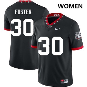 Women Terrell Foster 100th Anniversary Black Georgia Bulldogs #30 College Football Limited Jerseys 245663-252