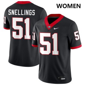 Women Will Snellings Black Georgia Bulldogs #51 College Football Player Jersey 339653-672