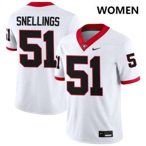 Women's Will Snellings White Georgia Bulldogs #51 College Football 2025 Jerseys 856056-387