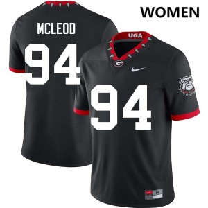 Womens Xzavier McLeod 100th Anniversary Black Georgia Bulldogs #94 College Football NCAA Jerseys 476687-722