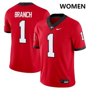 Womens Zachariah Branch Red Georgia Bulldogs #1 College Football Embroidery Jerseys 798288-514