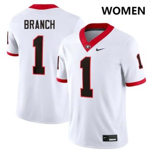 Womens Zachariah Branch White Georgia Bulldogs #1 College Football 2025-26 Jerseys 724672-175